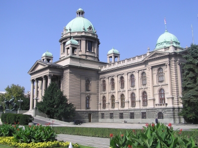 Serbian National Assembly building in Belgrade (Filip Maljkovi?)  [flickr.com]  CC BY-SA 
Infos zur Lizenz unter 'Bildquellennachweis'